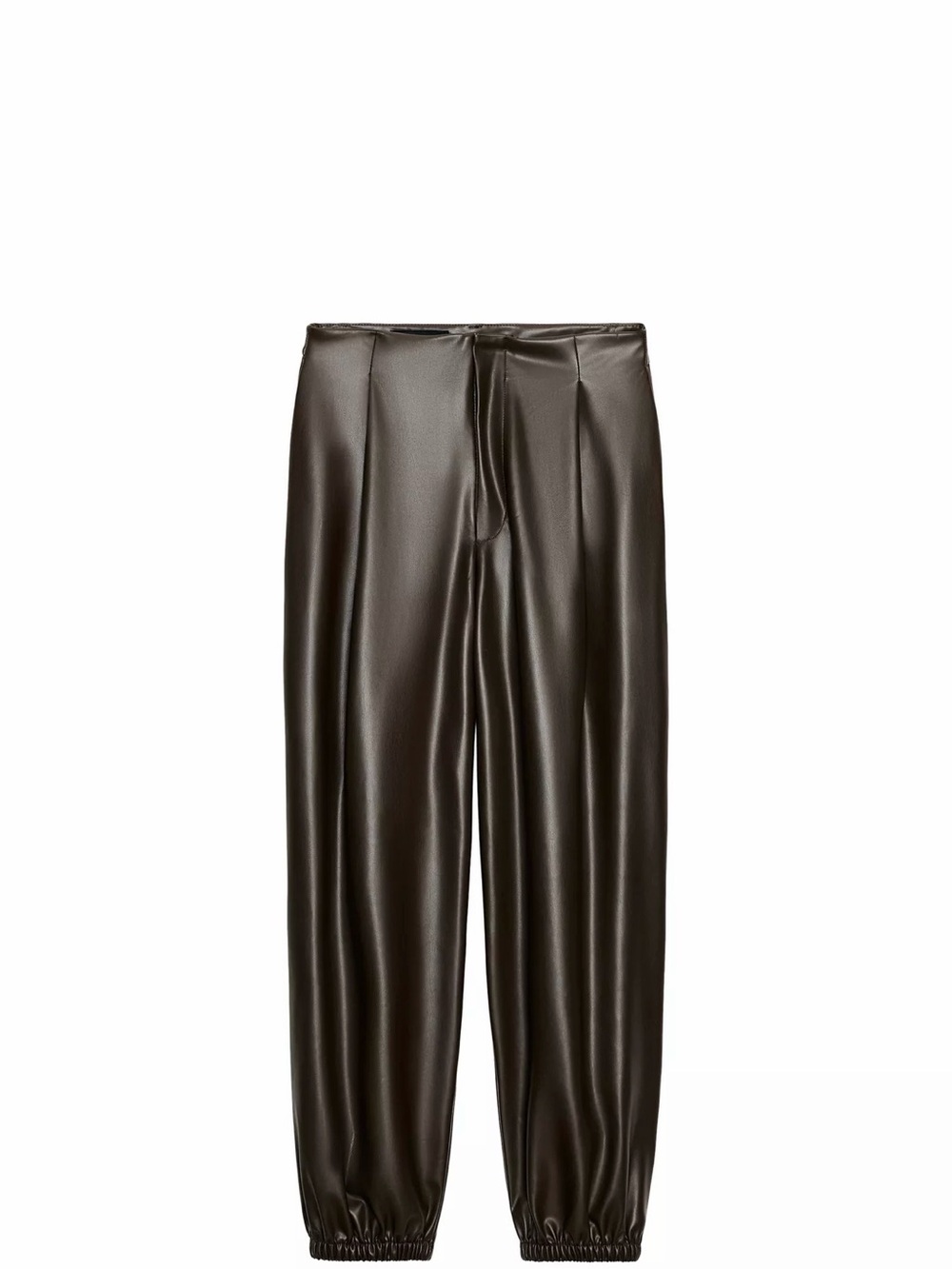 Zara Dark Brown Faux Leather Joggers